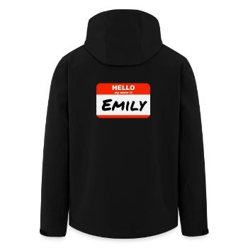 Hello My Name Is Emily Label Name Tag - Men’s Recycled Softshell Jacket by Stanley/Stella - black - Back - AI Model Male 185 light (185cm)