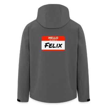 Hello My Name Is Felix Label Name Tag - Men’s Recycled Softshell Jacket by Stanley/Stella - black - Back - AI Model Male 185 light (185cm)