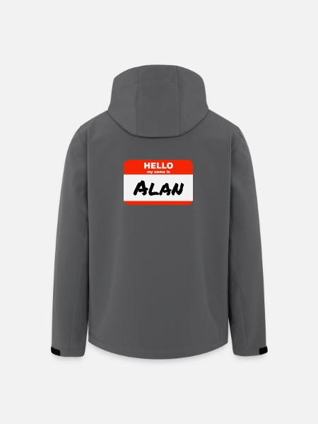 Hej Mit navn er Alan Label Navneskilt - Stanley/Stella herre softshelljakke i genanvendt polyester - sort