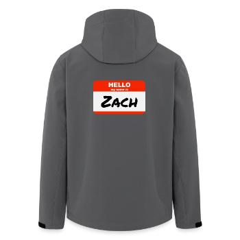 Bonjour, je m’appelle Zach Étiquette Étiquette - Veste softshell homme en polyester recyclé Stanley/Stella - noir - Dos - AI Model Male 185 light (185cm)