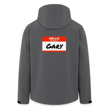 Hello My Name Is Gary Label Name Tag - Men’s Recycled Softshell Jacket by Stanley/Stella - black - Back - AI Model Male 185 light (185cm)
