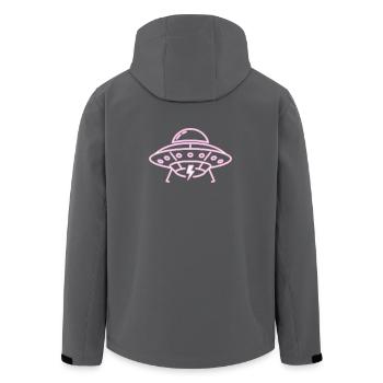 UFO Neon Pink Lightning Party Techno Vector - Men’s Recycled Softshell Jacket by Stanley/Stella - anthracite - Back - AI Model Male 185 light (185cm)