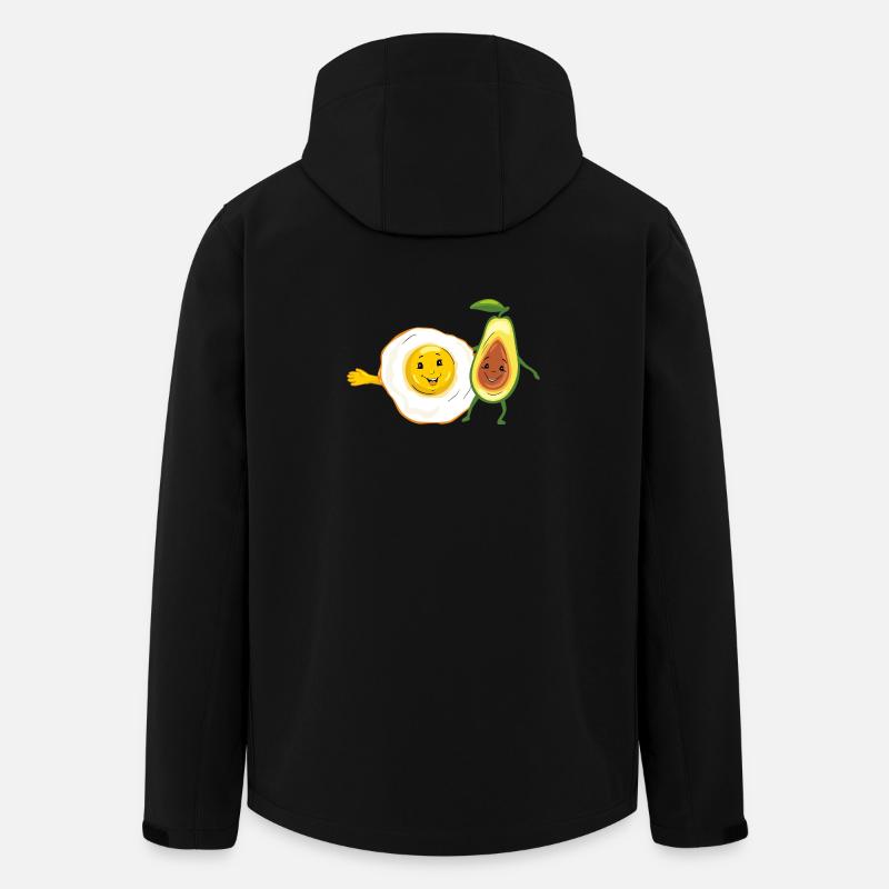 Cartoon_smiling_fried_egg_and_avocado - Men’s Recycled Softshell Jacket Discoverer by Stanley/Stella - black