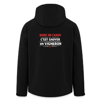 Boire un coup c'est sauver un vigneron - Veste softshell homme en polyester recyclé Stanley/Stella - noir - Dos - AI Model Male 185 light (185cm)