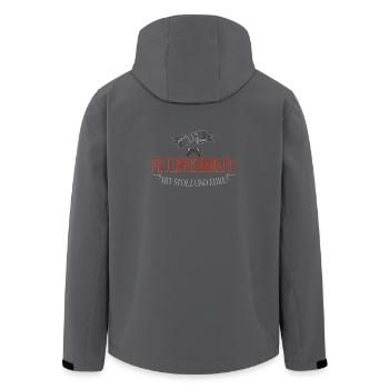 Feuerwehrmann Feuerwehr mit 112 Stolz - Recycelte Männer Softshell-Jacke von Stanley/Stella - Schwarz - Hinten - AI Model Male 185 light (185cm)