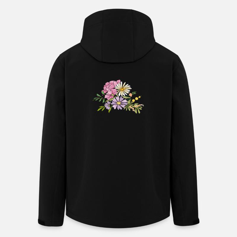 Bouquet de fleurs - Veste softshell homme en polyester recyclé Stanley/Stella - noir
