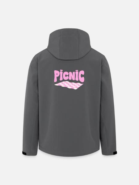 Pink checkerboard pastel picnic - Men’s Recycled Softshell Jacket by Stanley/Stella - black