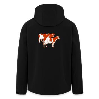 Two red-spotted cows - Men’s Recycled Softshell Jacket by Stanley/Stella - black - Back - AI Model Male 185 light (185cm)