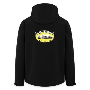 Buxtehude - Stadt Silhouette /Hase und Igel - Recycelte Männer Softshell-Jacke von Stanley/Stella - Schwarz - Hinten - AI Model Male 185 light (185cm)