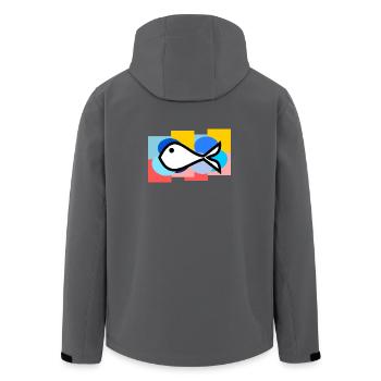 POISSON. MEMOIRE. SARDINE. POISSON D'AVRIL. MER - Veste softshell homme en polyester recyclé Stanley/Stella - noir - Dos - AI Model Male 185 light (185cm)
