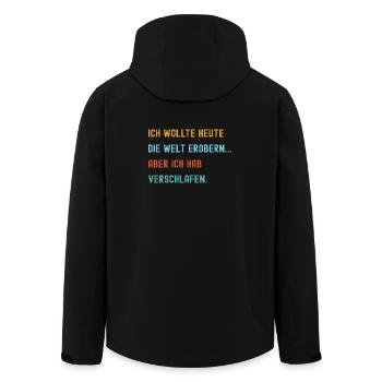 Engagement mit humorvoller Weltanschauung - Recycelte Männer Softshell-Jacke von Stanley/Stella - Schwarz - Hinten - AI Model Male 185 light (185cm)