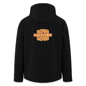 Masseurin - Recycelte Männer Softshell-Jacke von Stanley/Stella - Schwarz - Hinten - AI Model Male 185 light (185cm)