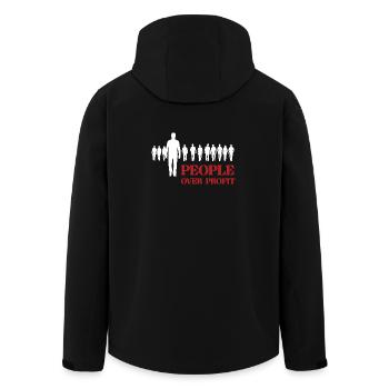 People Over Profit - Men’s Recycled Softshell Jacket by Stanley/Stella - black - Back - AI Model Male 185 light (185cm)