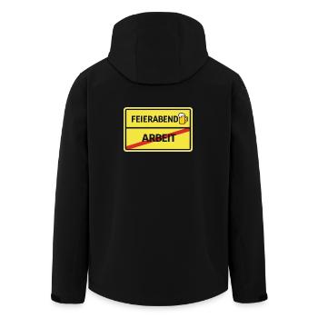 Feierabend statt Arbeit Bier Feierabend Ortsschild - Recycelte Männer Softshell-Jacke von Stanley/Stella - Schwarz - Hinten - AI Model Male 185 light (185cm)