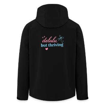 Delhu Thriving Script Logo - Recycelte Männer Softshell-Jacke von Stanley/Stella - Schwarz - Hinten - AI Model Male 185 light (185cm)