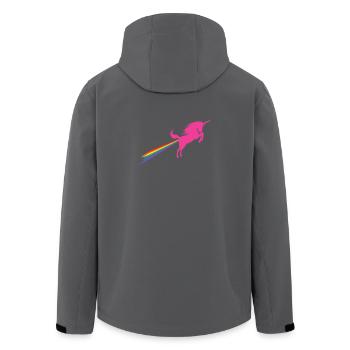 Unichorn Rainbow Fart - Men’s Recycled Softshell Jacket by Stanley/Stella - black - Back - AI Model Male 185 light (185cm)