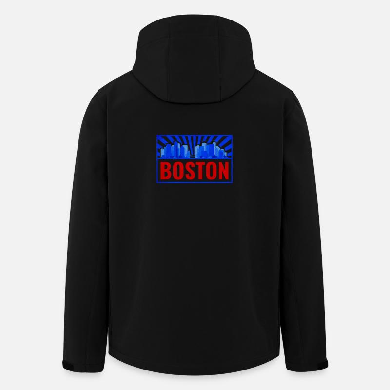 Boston Skyline Retro Red Blue - Men’s Recycled Softshell Jacket by Stanley/Stella - black