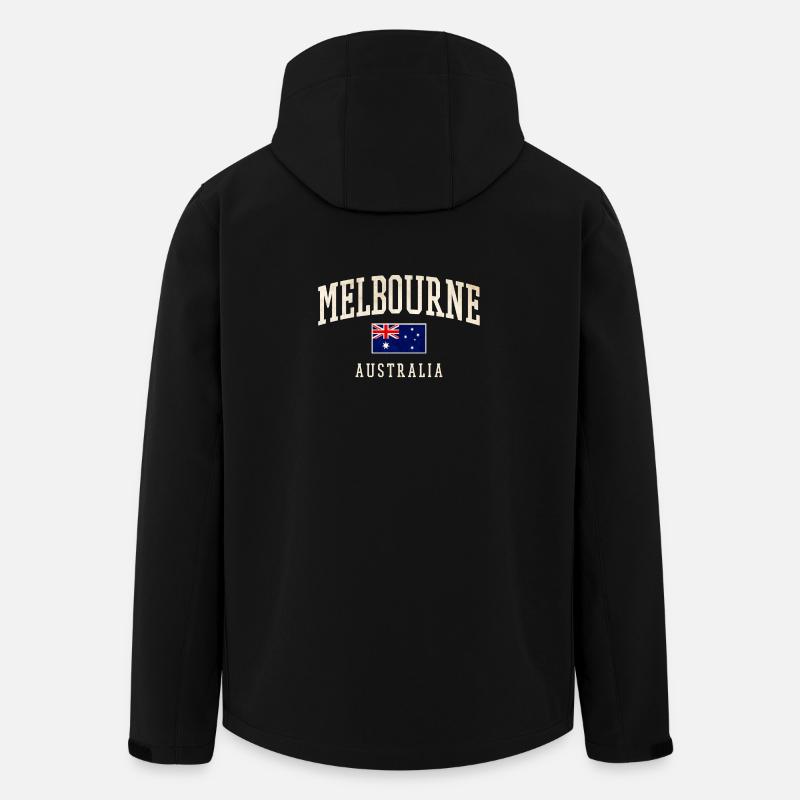 Melbourne Australia Design with Flag - Men’s Recycled Softshell Jacket by Stanley/Stella - black