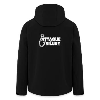 Clan Silure Wear - Design Attaque Silure blanc - Veste softshell homme en polyester recyclé Stanley/Stella - noir - Dos - AI Model Male 185 light (185cm)