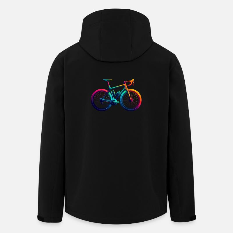 Illustration de cyclisme arc-en-ciel vibrant - Veste softshell homme en polyester recyclé Stanley/Stella - noir