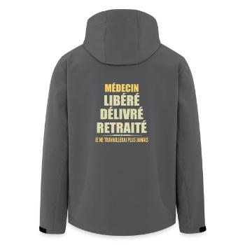 Médecin célèbre sa retraite avec humour cadeau - Veste softshell homme en polyester recyclé Stanley/Stella - charbon - Dos - AI Model Male 185 light (185cm)