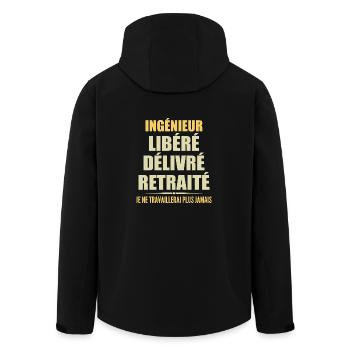 Ingénieur célèbre sa retraite avec humour cadeau - Veste softshell homme en polyester recyclé Stanley/Stella - noir - Dos - AI Model Male 185 light (185cm)