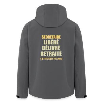 Secrétaire célèbre sa retraite avec humour cadeau - Veste softshell homme en polyester recyclé Stanley/Stella - charbon - Dos - AI Model Male 185 light (185cm)