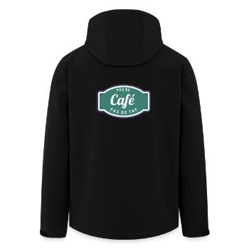 Pas de café pas de taf – T-shirt drôle bureau vint - Veste softshell homme en polyester recyclé Stanley/Stella - noir - Dos - AI Model Male 185 light (185cm)
