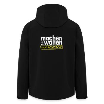 Machen ist wie wollen nur krasser - Recycelte Männer Softshell-Jacke von Stanley/Stella - Schwarz - Hinten - AI Model Male 185 light (185cm)