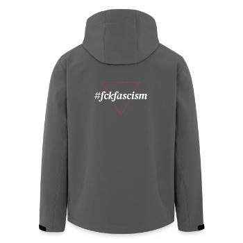 #fckfascism | Political Statement Design - Men’s Recycled Softshell Jacket by Stanley/Stella - anthracite - Back - AI Model Male 185 light (185cm)