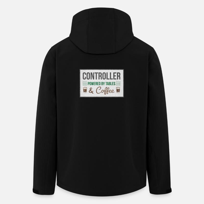 Controller Powered by Tables & Coffee - Recycelte Männer Softshell-Jacke von Stanley/Stella - Schwarz