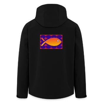 FISH. SARDINE. APRIL FOOL. SEA. OCEAN - Men’s Recycled Softshell Jacket by Stanley/Stella - black - Back - AI Model Male 185 light (185cm)