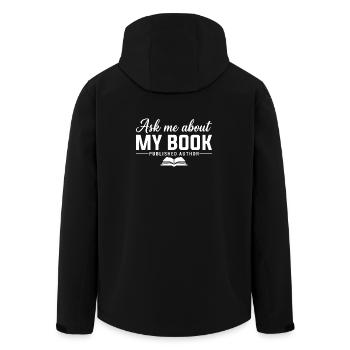 Demandez-moi à propos de mon livre Auteur publié Écrivain - Veste softshell homme en polyester recyclé Stanley/Stella - noir - Dos - AI Model Male 185 light (185cm)