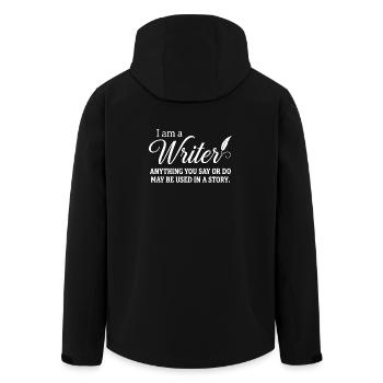 Ich bin ein Schriftsteller. Alles, was du sagst oder tust, kann verwendet werden. - Recycelte Männer Softshell-Jacke von Stanley/Stella - Schwarz - Hinten - AI Model Male 185 light (185cm)