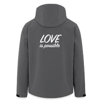 L’amour est possible - Scénario romantique minimaliste - Veste softshell homme en polyester recyclé Stanley/Stella - charbon - Dos - AI Model Male 185 light (185cm)