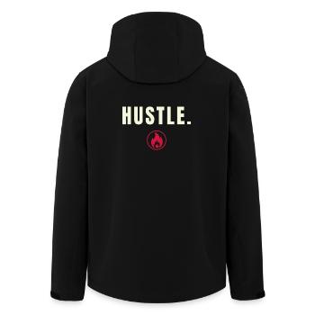 HUSTLE. Success Edition – Minimalistisches Flammen - Recycelte Männer Softshell-Jacke von Stanley/Stella - Schwarz - Hinten - AI Model Male 185 light (185cm)