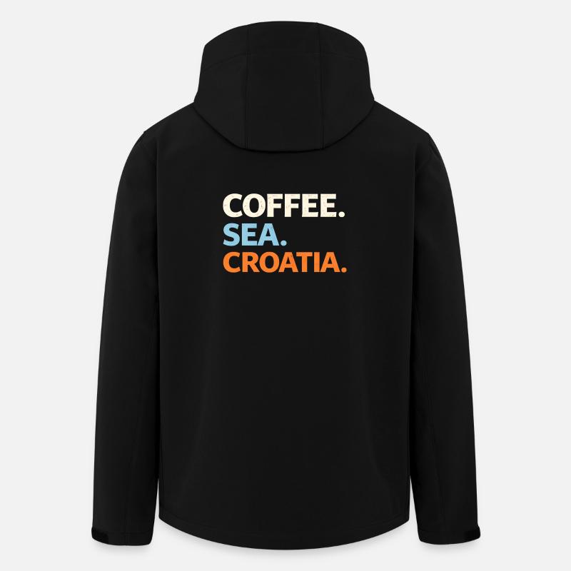 Café. Mer. Croatie (Hrvatska). - Veste softshell homme en polyester recyclé Stanley/Stella - noir