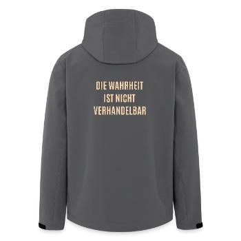 Wahrheit Ist Nicht Verhandelbar - Recycelte Männer Softshell-Jacke von Stanley/Stella - Schwarz - Hinten - AI Model Male 185 light (185cm)