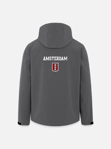 Amsterdam Crest Shield Motif - Men’s Recycled Softshell Jacket by Stanley/Stella - black