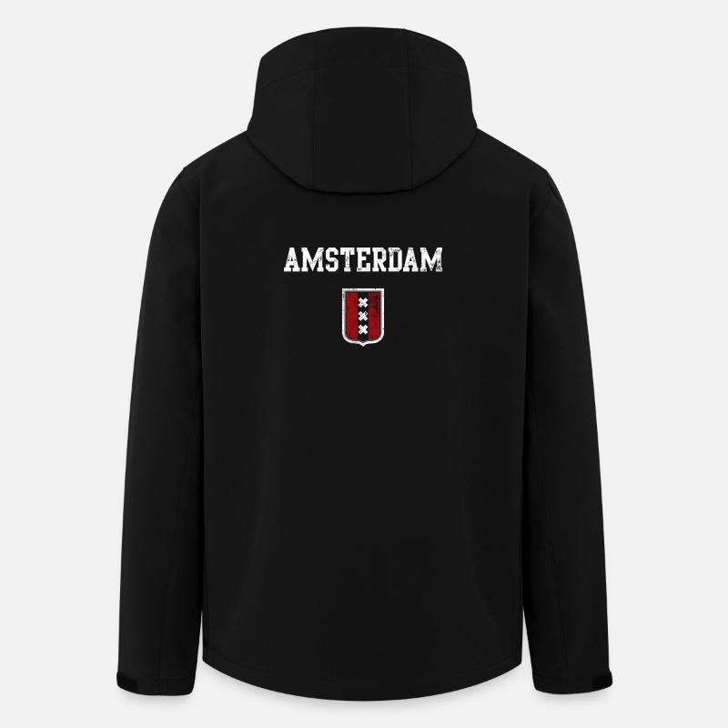 Amsterdam Crest Shield Motif - Men’s Recycled Softshell Jacket by Stanley/Stella - black