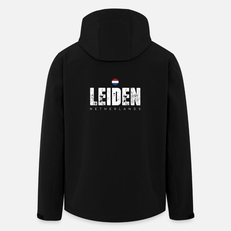 Leiden City Distressed Print - Recycelte Männer Softshell-Jacke von Stanley/Stella - Schwarz