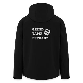 Grind Tamp Extract Coffee - Men’s Recycled Softshell Jacket by Stanley/Stella - black - Back - AI Model Male 185 light (185cm)