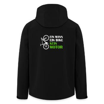 ONE MAN ONE BIKE NO MOTOR Vélo de route anti-E-Bike - Veste softshell homme en polyester recyclé Stanley/Stella - noir - Dos - AI Model Male 185 light (185cm)