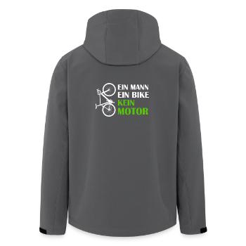 ONE MAN ONE BIKE NO MOTOR Anti E-Bike Road Bike - Men’s Recycled Softshell Jacket by Stanley/Stella - anthracite - Back - AI Model Male 185 light (185cm)