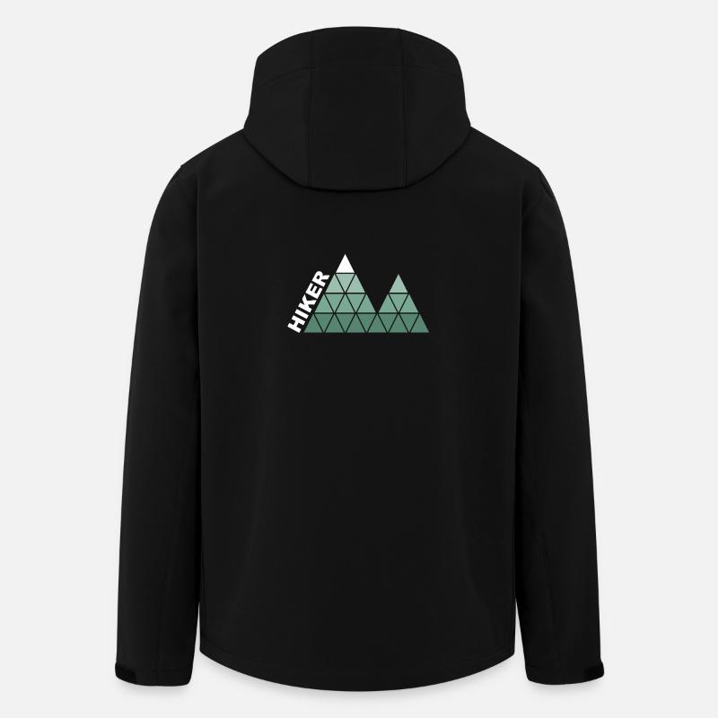 "Hiker" - Geometric Mountain Design - Men’s Recycled Softshell Jacket by Stanley/Stella - black