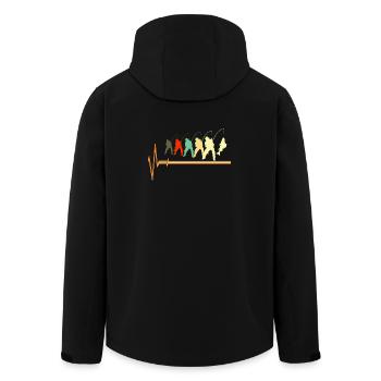 Pêche rétro Battement de cœur EKG Pulsation Pêcheur Amateur - Veste softshell homme en polyester recyclé Stanley/Stella - noir - Dos - AI Model Male 185 light (185cm)
