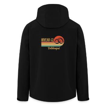 Mother-of-Pearl Wedding - 42 Years of Marriage - Men’s Recycled Softshell Jacket by Stanley/Stella - black - Back - AI Model Male 185 light (185cm)