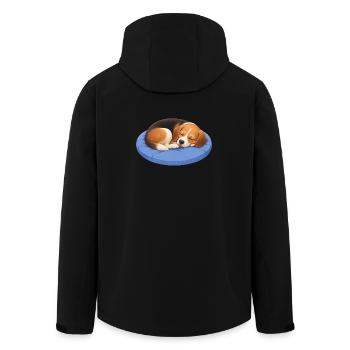 Dessin animé Beagle mignon, câlin, somnole détente - Veste softshell homme en polyester recyclé Stanley/Stella - noir - Dos - AI Model Male 185 light (185cm)