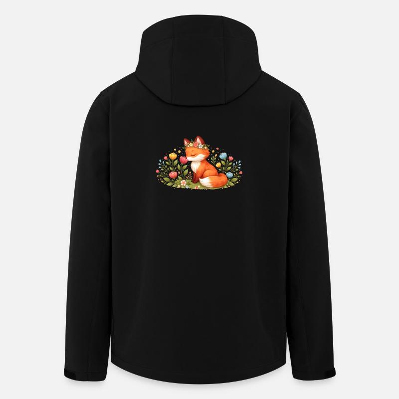 Niedlicher Frühlingsfuchs mit Blumenkranz - Recycelte Männer Softshell-Jacke von Stanley/Stella - Schwarz