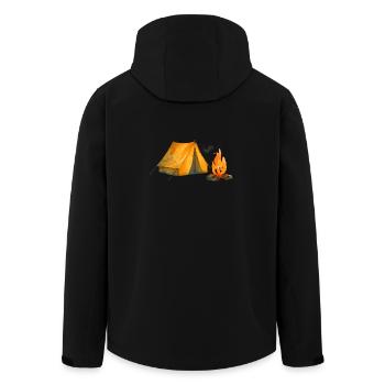 Camp Adventure Tent & Fire - Men’s Recycled Softshell Jacket by Stanley/Stella - black - Back - AI Model Male 185 light (185cm)